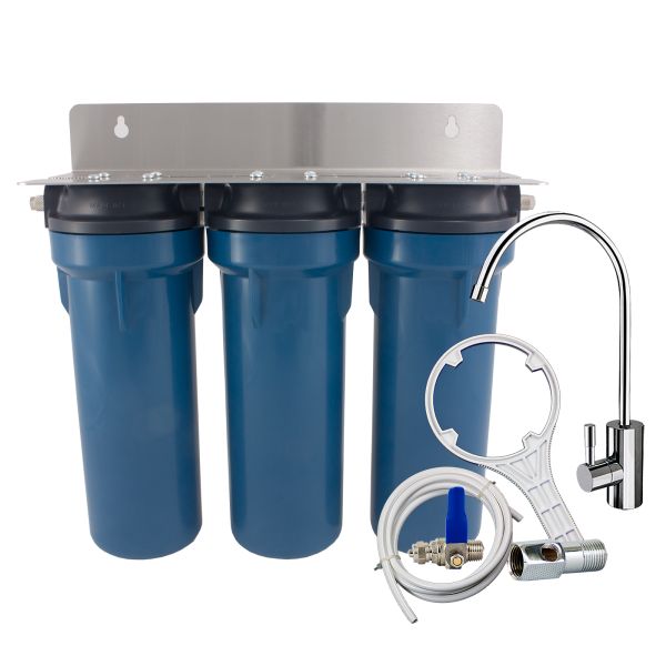 PRIMATO BLUE GRSKGUC3GB14 water filter with deluxe faucet and carbon blocks - made in USA
